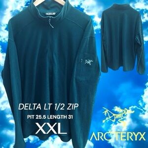 ARCTERYX DELTA LT MEN XXL 1/2 ZIP PULLOVER TEAL TONE ON TONE. P26/L31 ARM POCKET